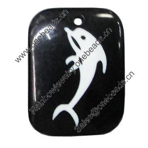 Resin Pendants, Rectangle 28x37mm Hole:2.5mm, Sold by Bag