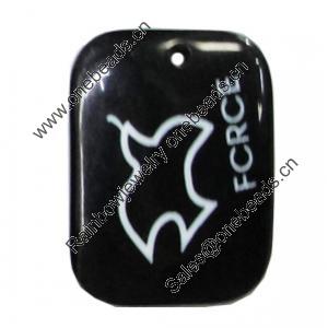 Resin Pendants, Rectangle 28x37mm Hole:2.5mm, Sold by Bag