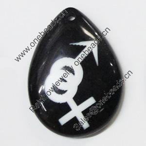 Resin Pendants, Teardrop 28x39mm Hole:2.5mm, Sold by Bag