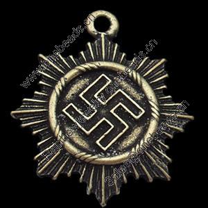 Pendant, Zinc Alloy Jewelry Findings, 33x37mm, Sold by Bag
