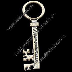 Pendant, Zinc Alloy Jewelry Findings, Key, 24x71mm, Sold by Bag