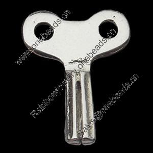 Pendant, Zinc Alloy Jewelry Findings, Key, 22x28mm, Sold by Bag