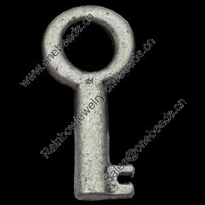 Pendant, Zinc Alloy Jewelry Findings, Key, 15x32mm, Sold by Bag