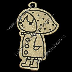 Pendant, Zinc Alloy Jewelry Findings, Girl, 18x32mm, Sold by Bag