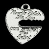 Pendant, Zinc Alloy Jewelry Findings, Heart, 21x23mm, Sold by Bag