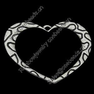 Pendant, Zinc Alloy Jewelry Findings, Heart, 36x28mm, Sold by Bag