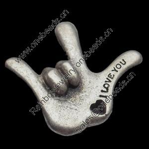 Pendant, Zinc Alloy Jewelry Findings, Hand, 30x26mm, Sold by Bag