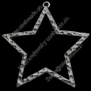 Pendant, Zinc Alloy Jewelry Findings, Star, 45x47mm, Sold by Bag