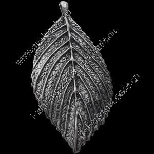 Pendant, Zinc Alloy Jewelry Findings, Leaf, 35x73mm, Sold by Bag