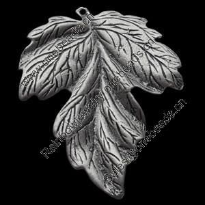 Pendant, Zinc Alloy Jewelry Findings, Leaf, 52x63mm, Sold by Bag