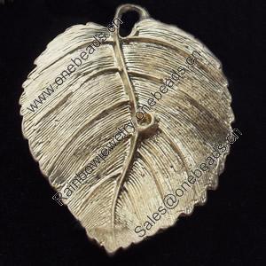 Pendant, Zinc Alloy Jewelry Findings, Leaf, 35x47mm, Sold by Bag