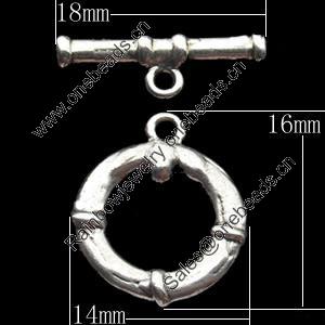 Clasps Zinc Alloy Jewelry Findings Lead-free, Loop:14x16mm Bar:18x6mm, Sold by Bag