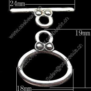 Clasps Zinc Alloy Jewelry Findings Lead-free, Loop:18x19mm Bar:24x9mm, Sold by Bag