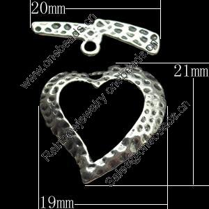 Clasps Zinc Alloy Jewelry Findings Lead-free, Loop:19x21mm Bar:20x7mm, Sold by Bag