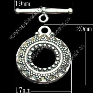 Clasps Zinc Alloy Jewelry Findings Lead-free, Loop:17x20mm Bar:19x6mm, Sold by Bag