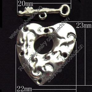 Clasps Zinc Alloy Jewelry Findings Lead-free, Loop:22x23mm Bar:20x6mm, Sold by Bag
