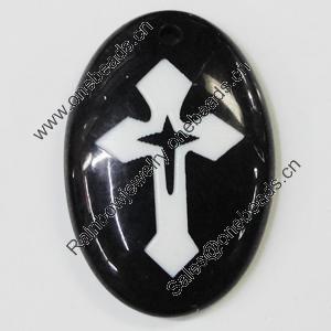 Resin Pendants, Flat Oval 38x26mm Hole:2.5mm, Sold by Bag