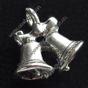 Pendant, Zinc Alloy Jewelry Findings, Bell, 15mm, Sold by Bag