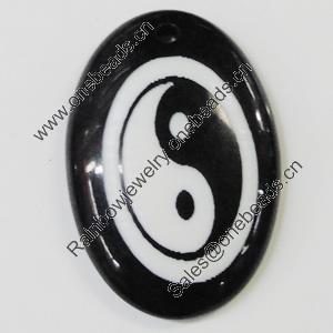 Resin Pendants, Flat Oval 38x26mm Hole:2.5mm, Sold by Bag