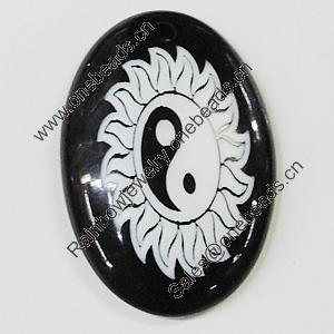 Resin Pendants, Flat Oval 38x26mm Hole:2.5mm, Sold by Bag