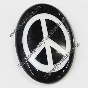 Resin Pendants, Flat Oval 38x26mm Hole:2.5mm, Sold by Bag