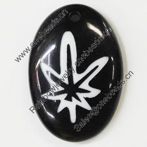Resin Pendants, Flat Oval 38x26mm Hole:2.5mm, Sold by Bag