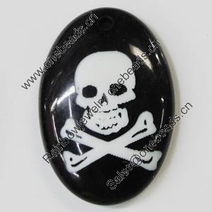 Resin Pendants, Flat Oval 38x26mm Hole:2.5mm, Sold by Bag