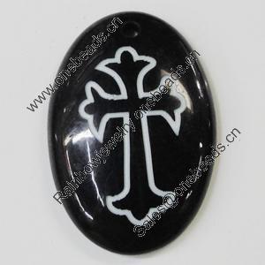 Resin Pendants, Flat Oval 38x26mm Hole:2.5mm, Sold by Bag