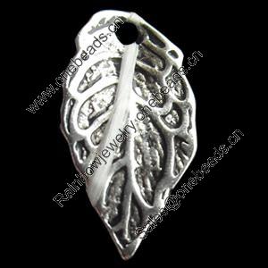Pendant, Zinc Alloy Jewelry Findings, Leaf, 8x16mm, Sold by Bag