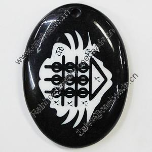 Resin Pendants, Flat Oval 41x56mm Hole:3.5mm, Sold by Bag