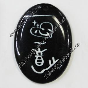 Resin Pendants, Flat Oval 41x56mm Hole:3.5mm, Sold by Bag