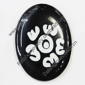 Resin Pendants, Flat Oval 41x56mm Hole:3.5mm, Sold by Bag