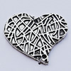 Connectors, Zinc Alloy Jewelry Findings, Heart 25x25mm Hole:1.5mm, Sold by Bag