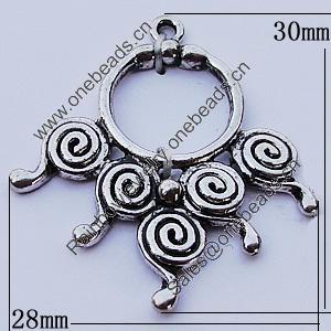 Pendants, Zinc Alloy Jewelry Findings, 28x30mm, Sold by Bag