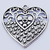 Pendants, Zinc Alloy Jewelry Findings, Heart 29x30mm, Sold by Bag