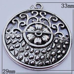 Pendants, Zinc Alloy Jewelry Findings, Flat Round 29x33mm, Sold by Bag