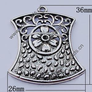 Pendants, Zinc Alloy Jewelry Findings, 26x36mm, Sold by Bag