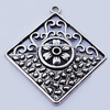 Pendants, Zinc Alloy Jewelry Findings, Diamond 34x37mm, Sold by Bag