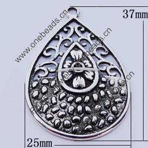 Pendants, Zinc Alloy Jewelry Findings, Teardrop 25x37mm, Sold by Bag