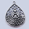 Pendants, Zinc Alloy Jewelry Findings, Teardrop 25x37mm, Sold by Bag