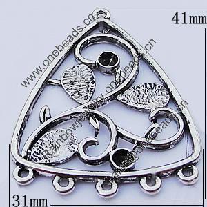 Connectors, Zinc Alloy Jewelry Findings, Triangle 31x41mm, Sold by Bag