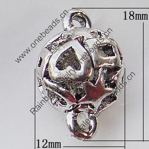 Hollow Bali Connector Zinc Alloy Jewelry Findings, 12x18mm, Sold by Bag