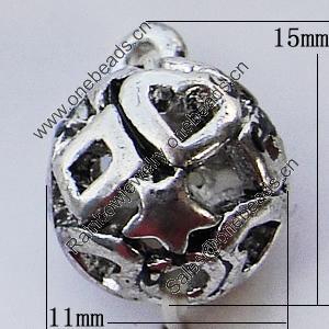 Hollow Bali Pendant Zinc Alloy Jewelry Findings, 11x15mm, Sold by Bag