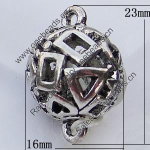 Hollow Bali Connector Zinc Alloy Jewelry Findings, 16x23mm, Sold by Bag
