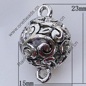 Hollow Bali Connector Zinc Alloy Jewelry Findings, 15x23mm, Sold by Bag