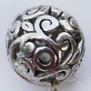 Hollow Bali Beads Zinc Alloy Jewelry Findings, 15mm, Sold by Bag