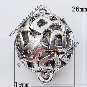 Hollow Bali Connector Zinc Alloy Jewelry Findings, 19x26mm, Sold by Bag