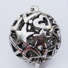 Hollow Bali Pendant Zinc Alloy Jewelry Findings, 19x23mm, Sold by Bag