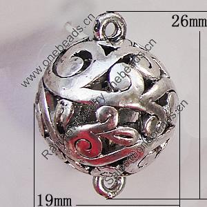 Hollow Bali Connector Zinc Alloy Jewelry Findings, 19x26mm, Sold by Bag