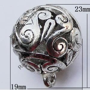 Hollow Bali Pendant Zinc Alloy Jewelry Findings, 19x23mm, Sold by Bag